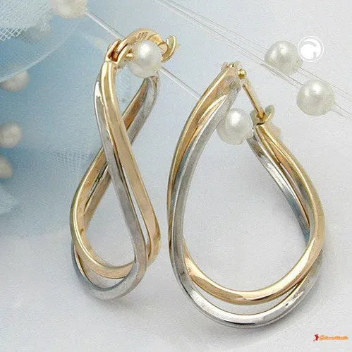 Creole Ohrring 22x15x3mm bicolor mit Weißgold durchlegiert 9Kt GOLD-Sonstige Creolen GOLD-Schmuckhoelle.com