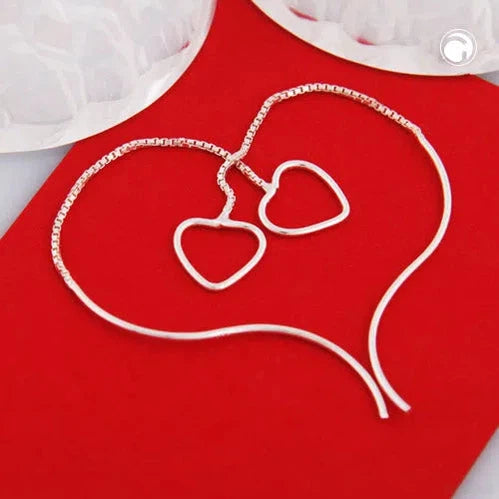 Durchzieher Ohrring Ohrhänger 82x10mm Venezianerkette mit Herz Silber 925-Durchzieher Silber-Schmuckhoelle.com