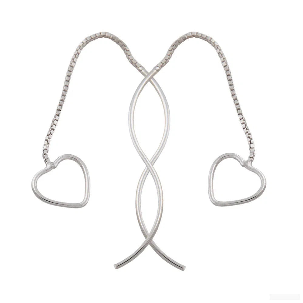 Durchzieher Ohrring Ohrhänger 82x10mm Venezianerkette mit Herz Silber 925-Durchzieher Silber-Schmuckhoelle.com