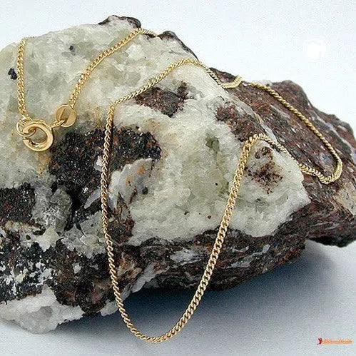 Kette 13mm Flachpanzer diamantiert vergoldet AMD-Ketten 40cm - Doublé-Schmuckhoelle.com