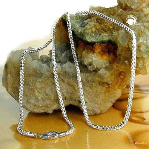 Kette 18mm Fuchsschwanzkette vierkant Silber 925-Silberketten 45cm Silber-Schmuckhoelle.com
