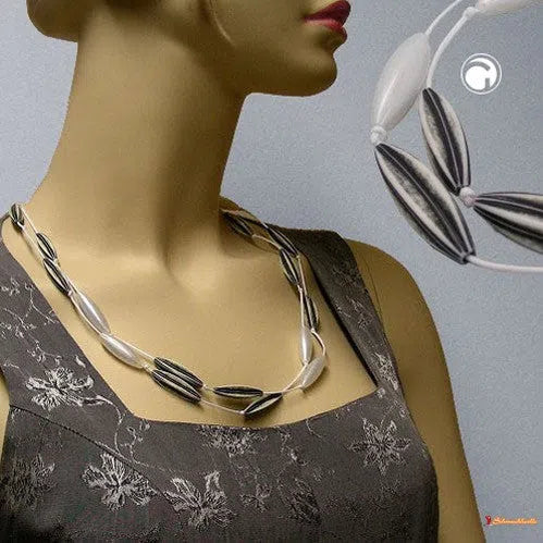Kette Oliven schwarz-weiß-Ketten weiß-Schmuckhoelle.com