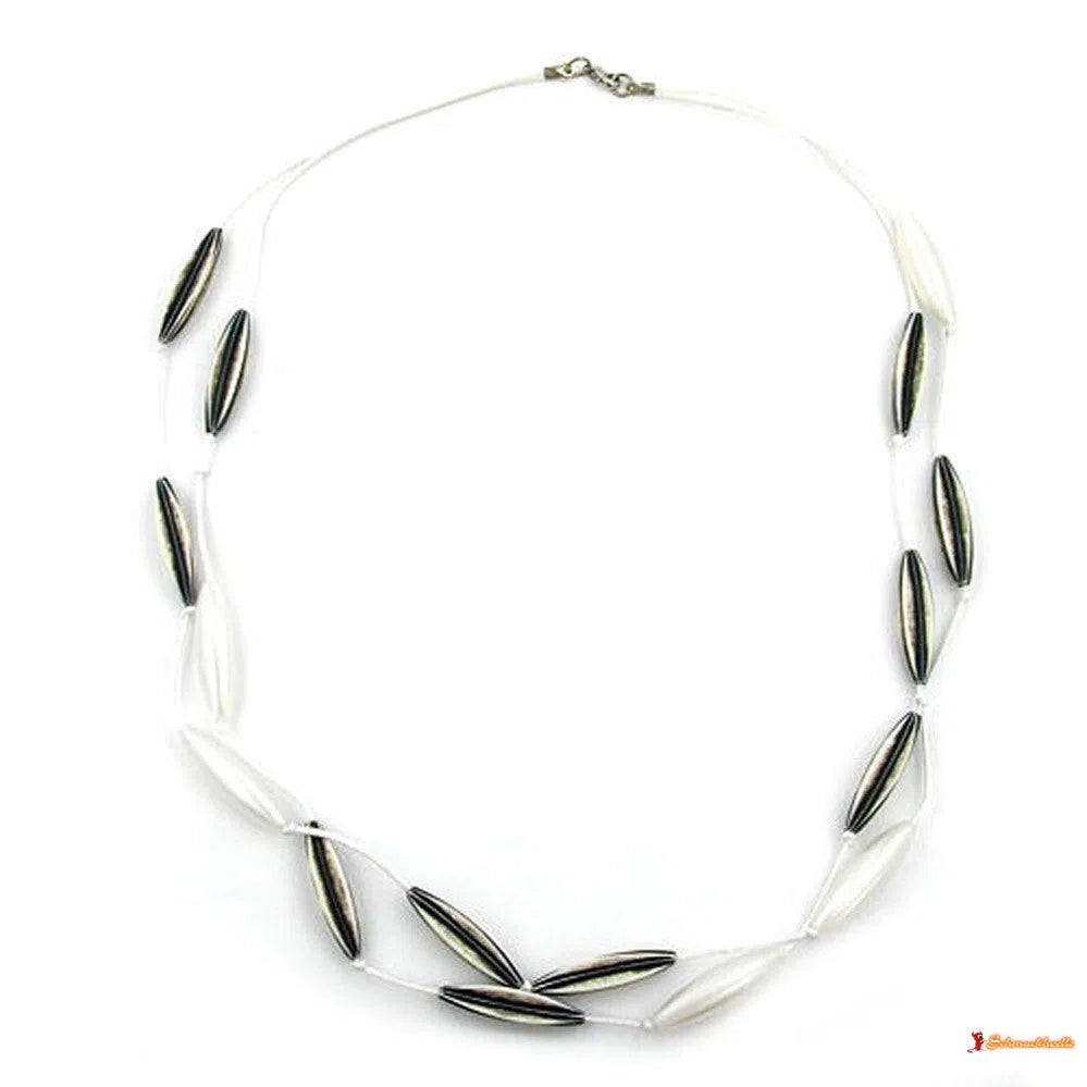 Kette Oliven schwarz-weiß-Ketten weiß-Schmuckhoelle.com
