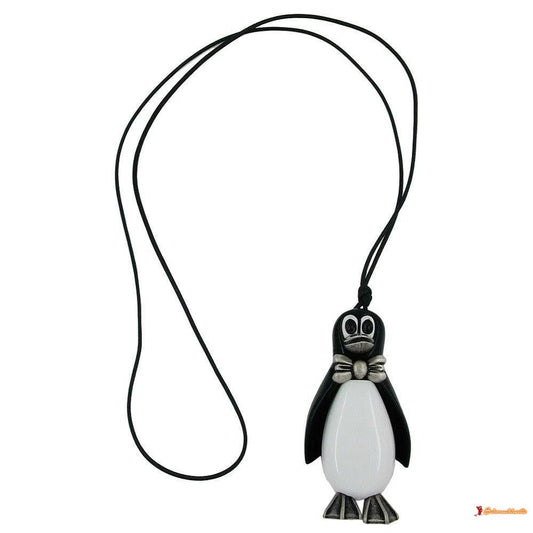 Kette Pinguin schwarz-weiß silbergrau-Ketten Tiere/Figuren ab 80cm-Schmuckhoelle.com