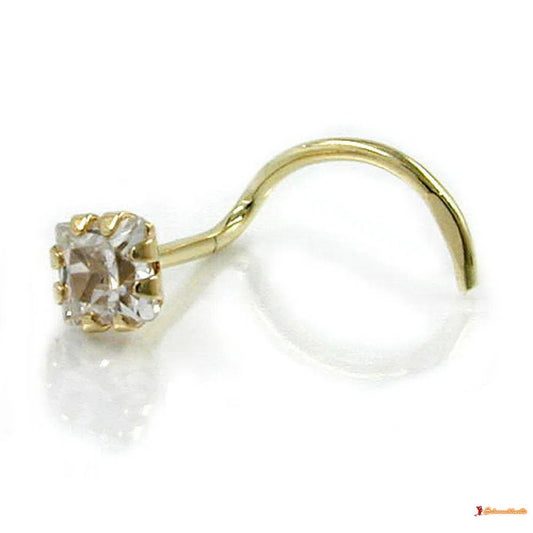 Nasenstecker 3mm Spirale mit Zirkonia weiß 14Kt GOLD-Nasenstecker GOLD-Schmuckhoelle.com