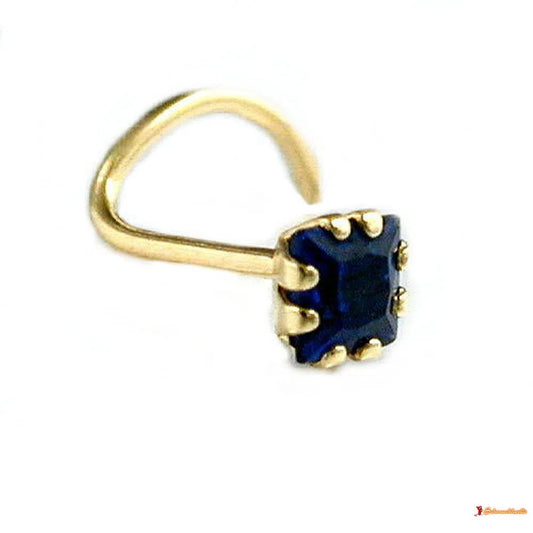 Nasenstecker 3x3mm Spirale mit Zirkonia safir-blau 18Kt GOLD-Nasenstecker GOLD-Schmuckhoelle.com