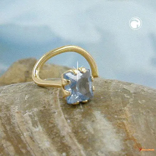 Nasenstecker 3x3mm Zirkonia aquafarben 18Kt GOLD-Nasenstecker GOLD-Schmuckhoelle.com