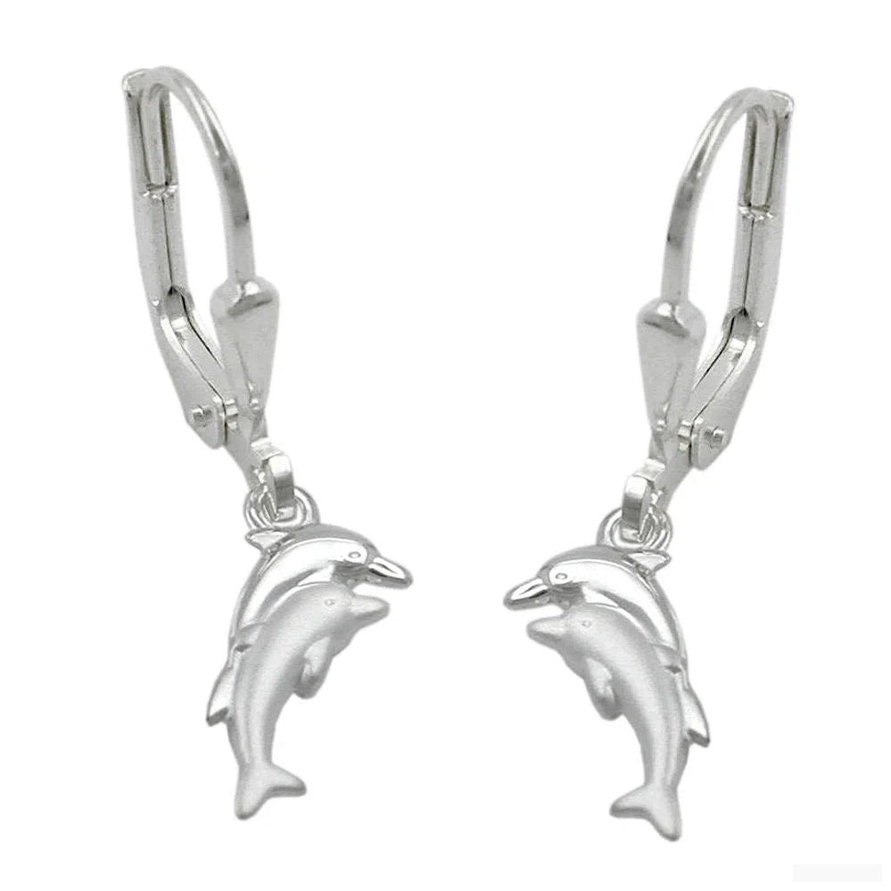 Ohrbrisur Ohrhänger Ohrringe 25x11mm Delfinpaar matt-glänzend Silber 925-Ohrringe ohne Stein Silber-Schmuckhoelle.com