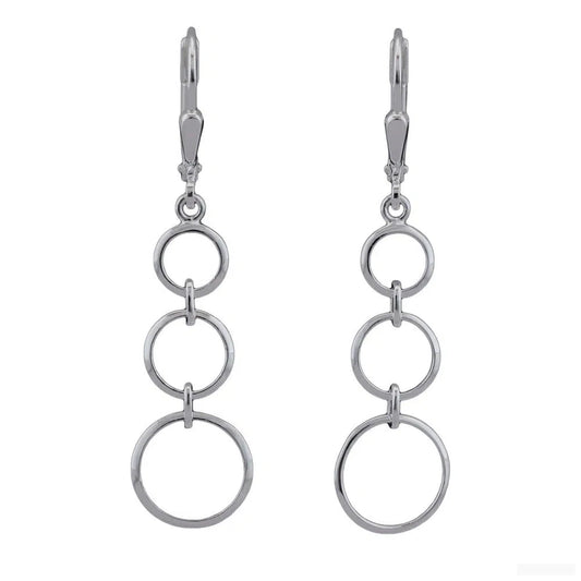 Ohrbrisur Ohrhänger Ohrringe 42x10mm 3 kleine Ringe Silber 925-Ohrringe ohne Stein Silber-Schmuckhoelle.com