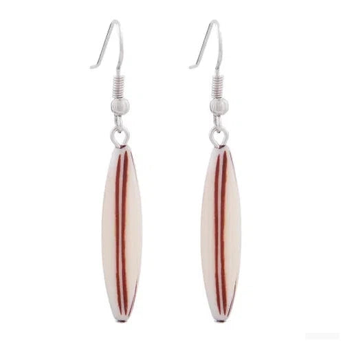 Ohrhaken Ohrhänger Ohrringe 30x9mm Rillenolive Kunststoff beige-braun-Ohrhaken Modeschmuck-Schmuckhoelle.com