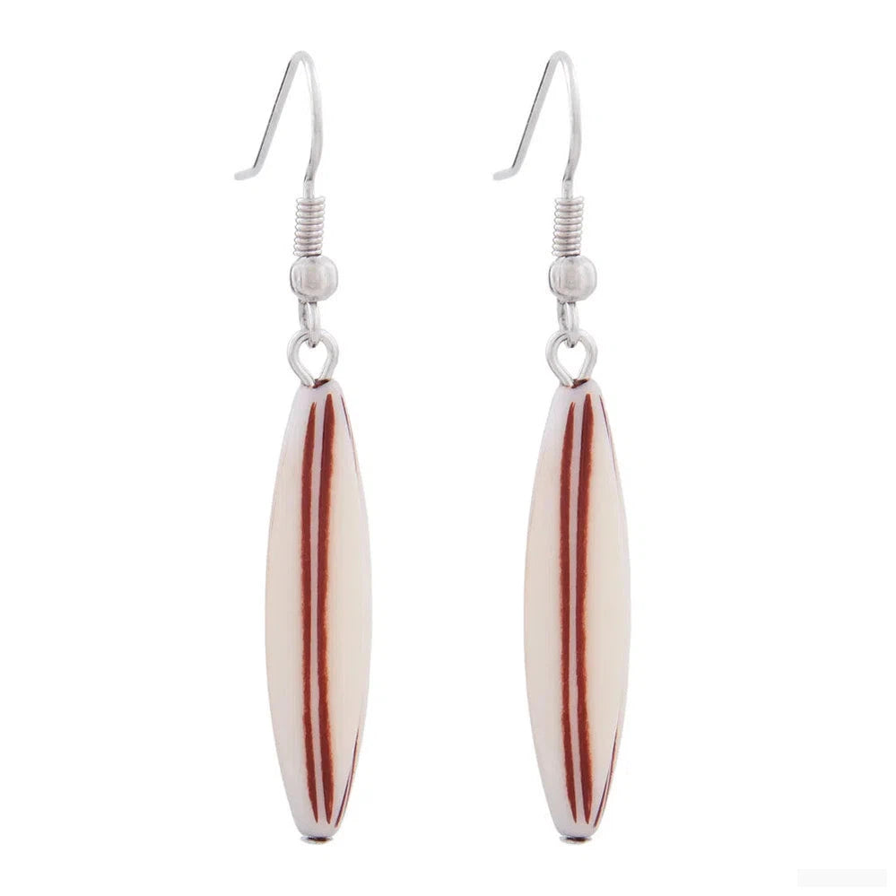 Ohrhaken Ohrhänger Ohrringe 30x9mm Rillenolive Kunststoff beige-braun-Ohrhaken Modeschmuck-Schmuckhoelle.com