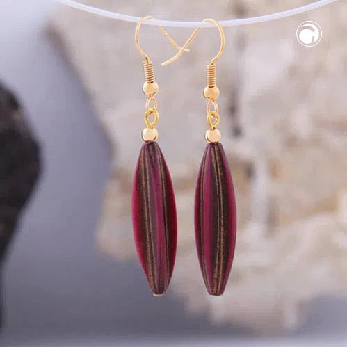 Ohrhaken Ohrhänger Ohrringe 30x9mm Rillenolive Kunststoff dunkel-lila-Ohrhaken Modeschmuck-Schmuckhoelle.com