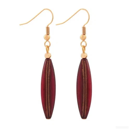 Ohrhaken Ohrhänger Ohrringe 30x9mm Rillenolive Kunststoff dunkel-lila-Ohrhaken Modeschmuck-Schmuckhoelle.com