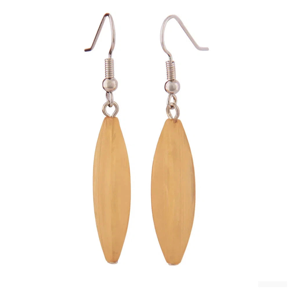 Ohrhaken Ohrhänger Ohrringe 30x9mm Rillenolive Kunststoff gelb-marmoriert-Ohrhaken Modeschmuck-Schmuckhoelle.com