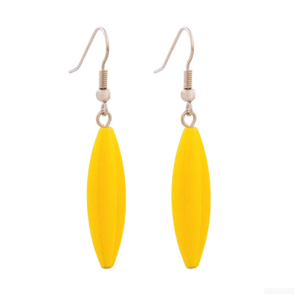 Ohrhaken Ohrhänger Ohrringe 30x9mm Rillenolive Kunststoff gelb-satt-Ohrhaken Modeschmuck-Schmuckhoelle.com