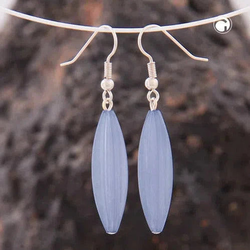 Ohrhaken Ohrhänger Ohrringe 30x9mm Rillenolive Kunststoff hellblau wachs-Ohrhaken Modeschmuck-Schmuckhoelle.com