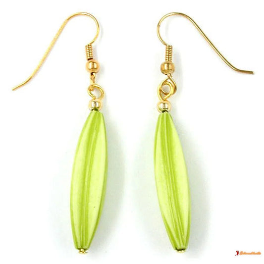 Ohrhaken Ohrhänger Ohrringe 30x9mm Rillenolive Kunststoff hellgrün-satt matt-Ohrhaken Modeschmuck-Schmuckhoelle.com