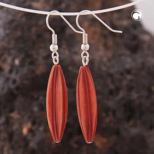 Ohrhaken Ohrhänger Ohrringe 30x9mm Rillenolive Kunststoff orange-antik-Ohrhaken Modeschmuck-Schmuckhoelle.com