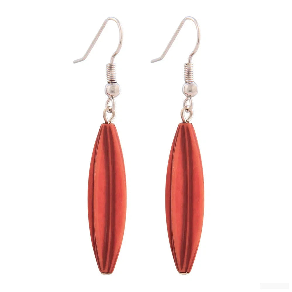 Ohrhaken Ohrhänger Ohrringe 30x9mm Rillenolive Kunststoff orange-antik-Ohrhaken Modeschmuck-Schmuckhoelle.com