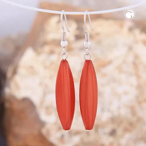 Ohrhaken Ohrhänger Ohrringe 30x9mm Rillenolive Kunststoff robraun wachs-Ohrhaken Modeschmuck-Schmuckhoelle.com