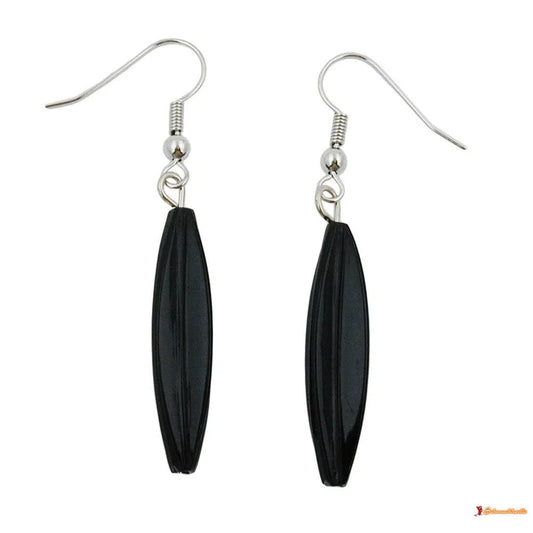 Ohrhaken Ohrhänger Ohrringe 30x9mm Rillenolive Kunststoff schwarz-Ohrhaken Modeschmuck-Schmuckhoelle.com