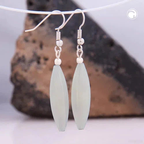 Ohrhaken Ohrhänger Ohrringe 30x9mm Rillenolive Kunststoff wachsweiß-Ohrhaken Modeschmuck-Schmuckhoelle.com