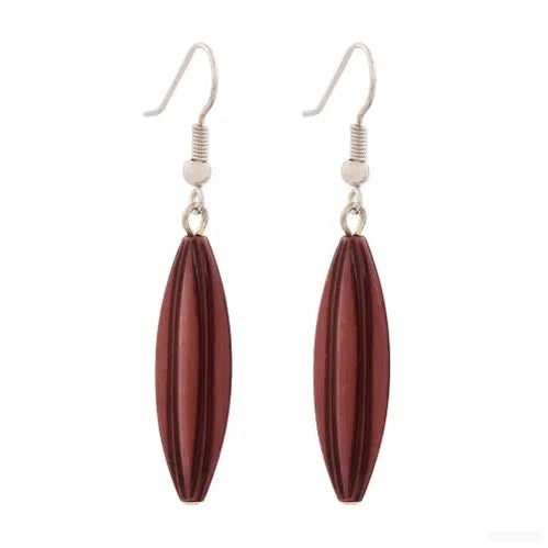 Ohrhaken Ohrhänger Ohrringe 30x9mm Rillenolive Kunststoff weinrot-Ohrhaken Modeschmuck-Schmuckhoelle.com