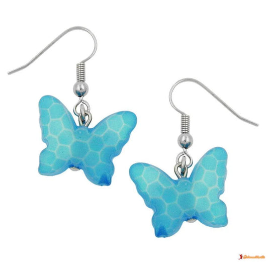 Ohrhaken Ohrhänger Ohrringe 32x16mm Schmetterling mit Schliff Kunststoffperle türkisblau-Ohrhaken Modeschmuck-Schmuckhoelle.com