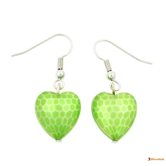 Ohrhaken Ohrhänger Ohrringe 35x15mm Herz mit Schliff Kunststoffperle kiwigrün-Ohrhaken Modeschmuck-Schmuckhoelle.com