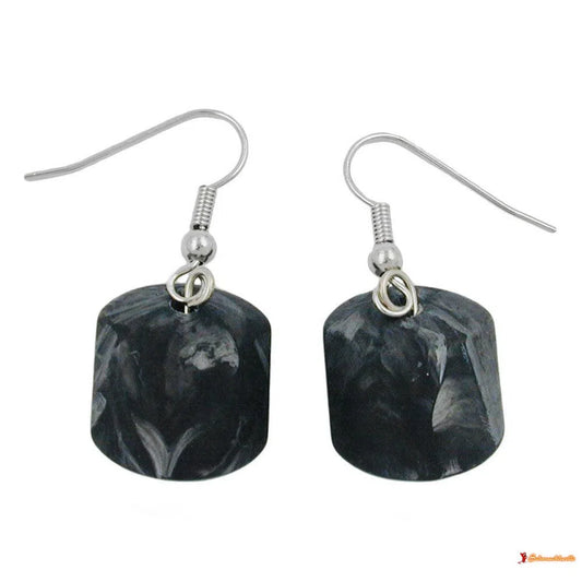 Ohrhaken Ohrhänger Ohrringe 37x15mm Schrägperle Kunststoff silbergrau-marmoriert-Ohrhaken Modeschmuck-Schmuckhoelle.com