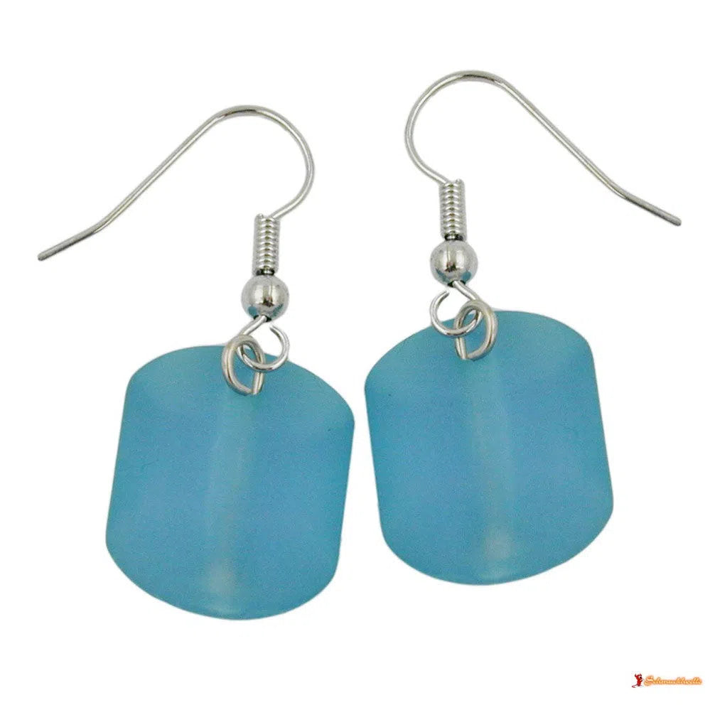 Ohrhaken Ohrhänger Ohrringe 37x15mm Schrägperle Kunststoff türkis-transparent-matt-Ohrhaken Modeschmuck-Schmuckhoelle.com