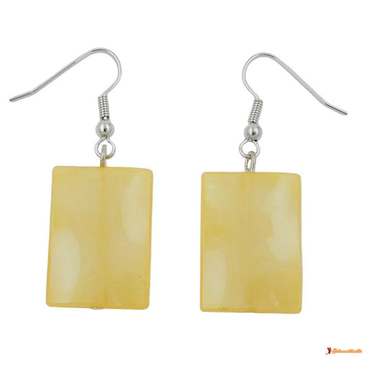 Ohrhaken Ohrhänger Ohrringe 45x17mm Viereck Kunststoff gewellt gelb seidig-glänzend-Ohrhaken Modeschmuck-Schmuckhoelle.com