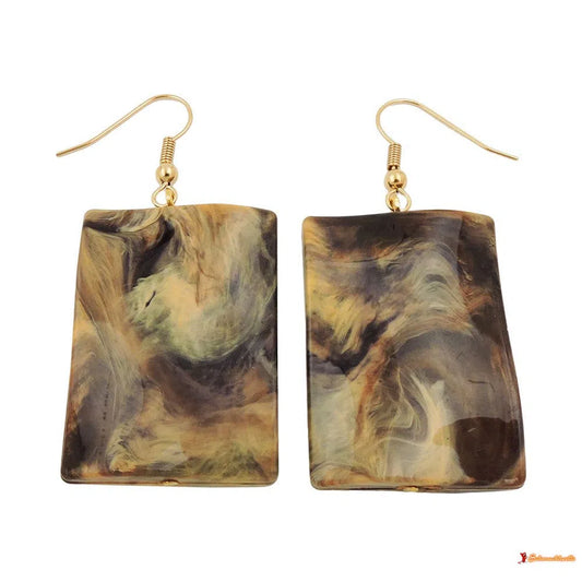Ohrhaken Ohrhänger Ohrringe 56x25mm Viereck Kunststoff gewellt braun-beige-schwarz-Ohrhaken Modeschmuck-Schmuckhoelle.com
