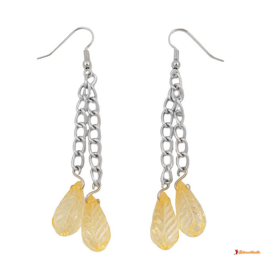 Ohrhaken Ohrhänger Ohrringe 75x10mm Tropfen gelb transparent Kunststoff Weitpanzerkette Alu-Ohrhaken Modeschmuck-Schmuckhoelle.com