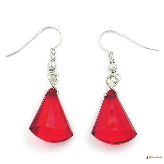 Ohrhaken Ohrhänger Ohrringe Flachkegel rot facettiert-Ohrhaken Modeschmuck-Schmuckhoelle.com