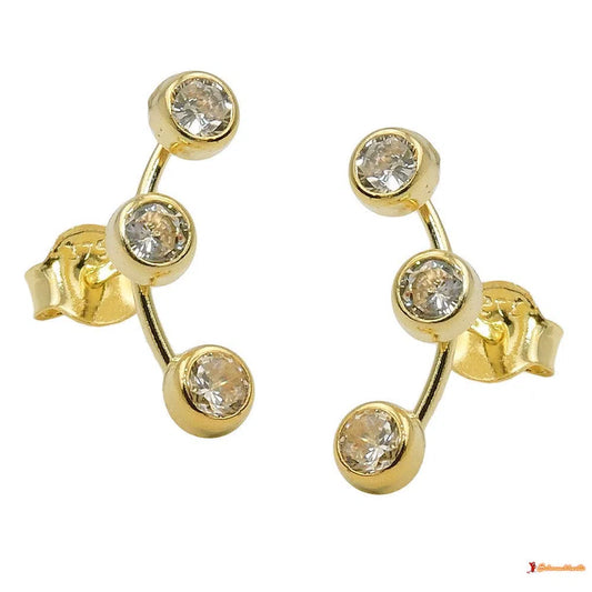 Ohrstecker Ohrring 15x35mm Bogen 3x Zirkonia mit Steg 9Kt GOLD-Ohrstecker mit Zirkonia weiß GOLD-Schmuckhoelle.com
