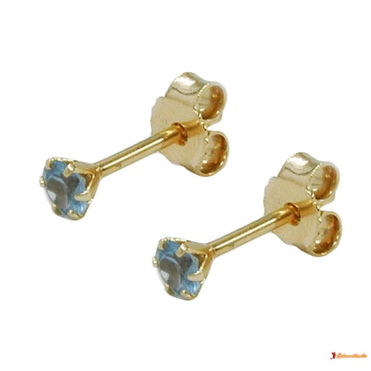 Ohrstecker Ohrring 3mm synthetischer Aquamarin 9Kt GOLD-Ohrstecker sonstige Steine GOLD-Schmuckhoelle.com