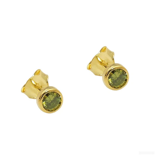 Ohrstecker Ohrring 45mm Zirkonia olivgrün 9Kt GOLD-Ohrstecker Zirkonia farbig GOLD-Schmuckhoelle.com
