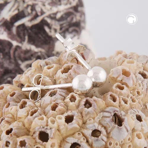 Ohrstecker Ohrring 4mm Kugel glänzend Silber 925-Kugel-Ohrstecker Silber-Schmuckhoelle.com