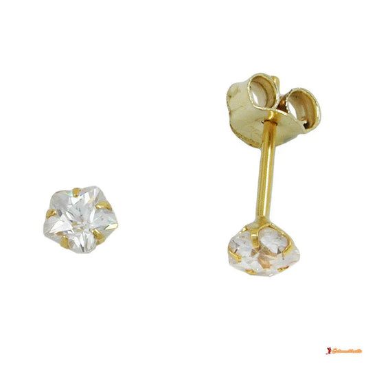 Ohrstecker Ohrring 4mm Zirkonia in Blumenform 9Kt GOLD-Ohrstecker mit Zirkonia weiß GOLD-Schmuckhoelle.com