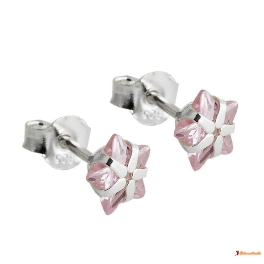 Ohrstecker Ohrring 6mm Stern Zirkonia rosa Silber 925-Ohrstecker Zirkonia farbig Silber-Schmuckhoelle.com