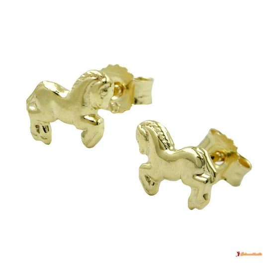 Ohrstecker Ohrring 6x7mm Pferde glänzend 9Kt GOLD-Ohrstecker Tiermotive GOLD-Schmuckhoelle.com