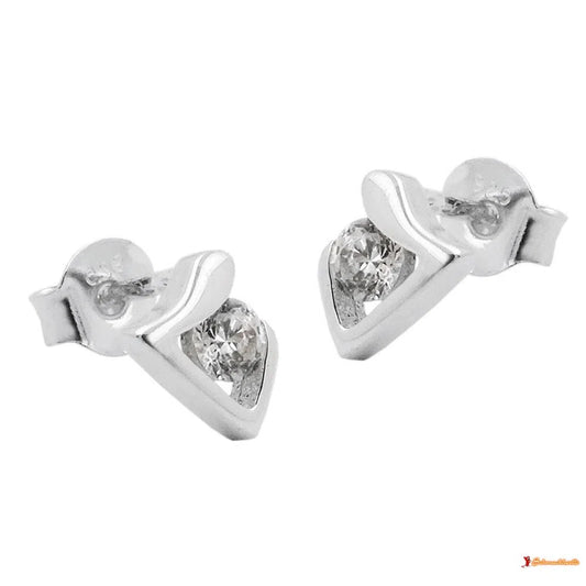 Ohrstecker Ohrring 7x5mm dreieckig glänzend mit Zirkonia Silber 925-Ohrstecker Zirkonia weiß Silber-Schmuckhoelle.com