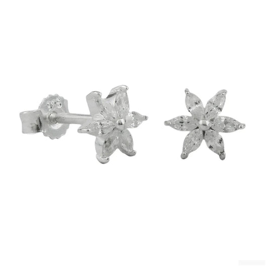 Ohrstecker Ohrring 8mm Blume oder Stern Zirkonia Silber 925-Ohrstecker Zirkonia weiß Silber-Schmuckhoelle.com