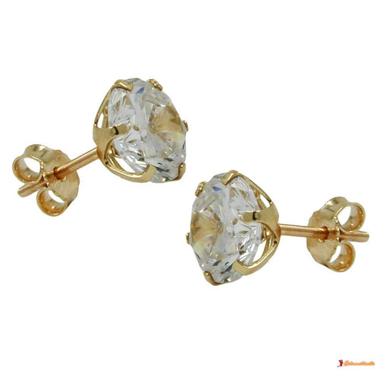 Ohrstecker Ohrring 8mm Zirkonia 9Kt GOLD-Ohrstecker mit Zirkonia weiß GOLD-Schmuckhoelle.com