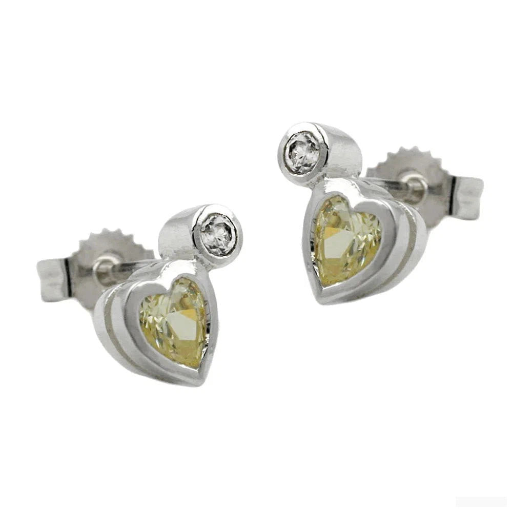 Ohrstecker Ohrring 8x5mm Herz mit Zirkonia und synthetischem Peridot Silber 925-Herz-Ohrstecker Silber-Schmuckhoelle.com