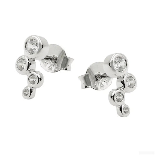 Ohrstecker Ohrring 9x3mm 4x Zirkonia weiß glänzend rhodiniert Silber 925-Ohrstecker Zirkonia weiß Silber-Schmuckhoelle.com