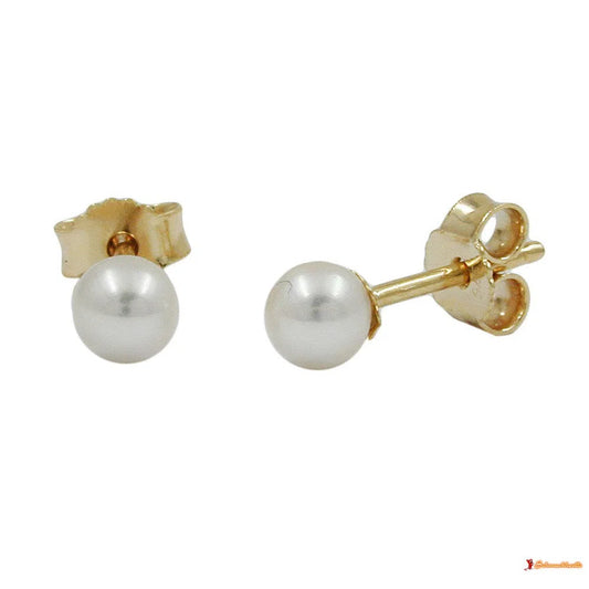 Ohrstecker Ohrring ca. 4mm Süßwasserzuchtperle rund 9Kt GOLD-Ohrstecker Perlen GOLD-Schmuckhoelle.com