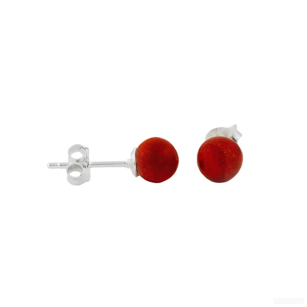 Ohrstecker Ohrring ca. 6mm Coral-Perle Silber 925-Ohrstecker sonstige Steine Silber-Schmuckhoelle.com