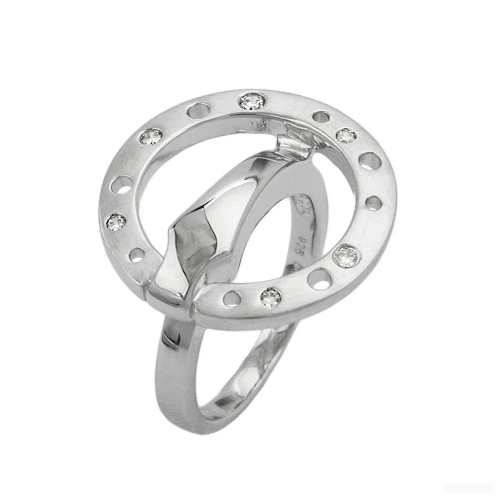 Ring 22mm Zirkonias mattiert rhodiniert Silber 925-Ringe Silber - Größe 56/17,8mm-Schmuckhoelle.com